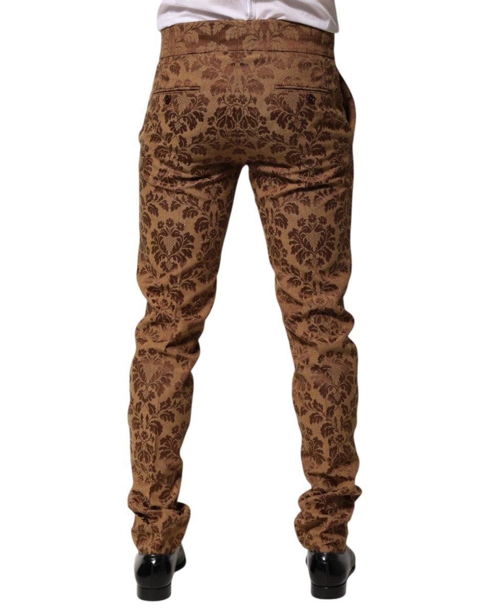 Dolce & Gabbana Brown Floral Jacquard Men Skinny Trouser Pants - The Gentlemen's Vault