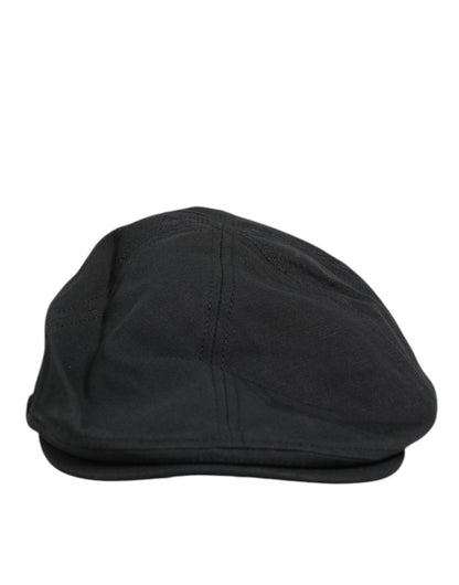 Dolce & Gabbana Black Cotton Blend Newsboy Men Cloth Cap Hat - The Gentlemen's Vault