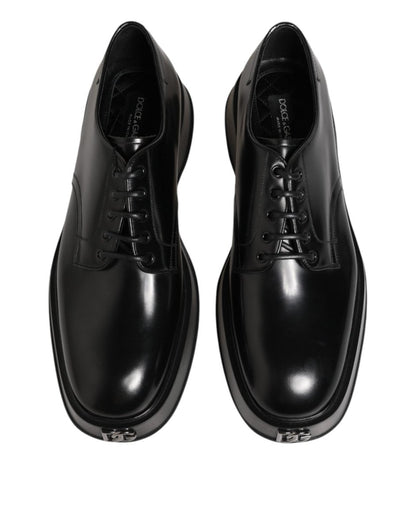 Dolce & Gabbana Black Calfskin Leather Men Derby Dress Shoes - The Gentlemen's Vault
