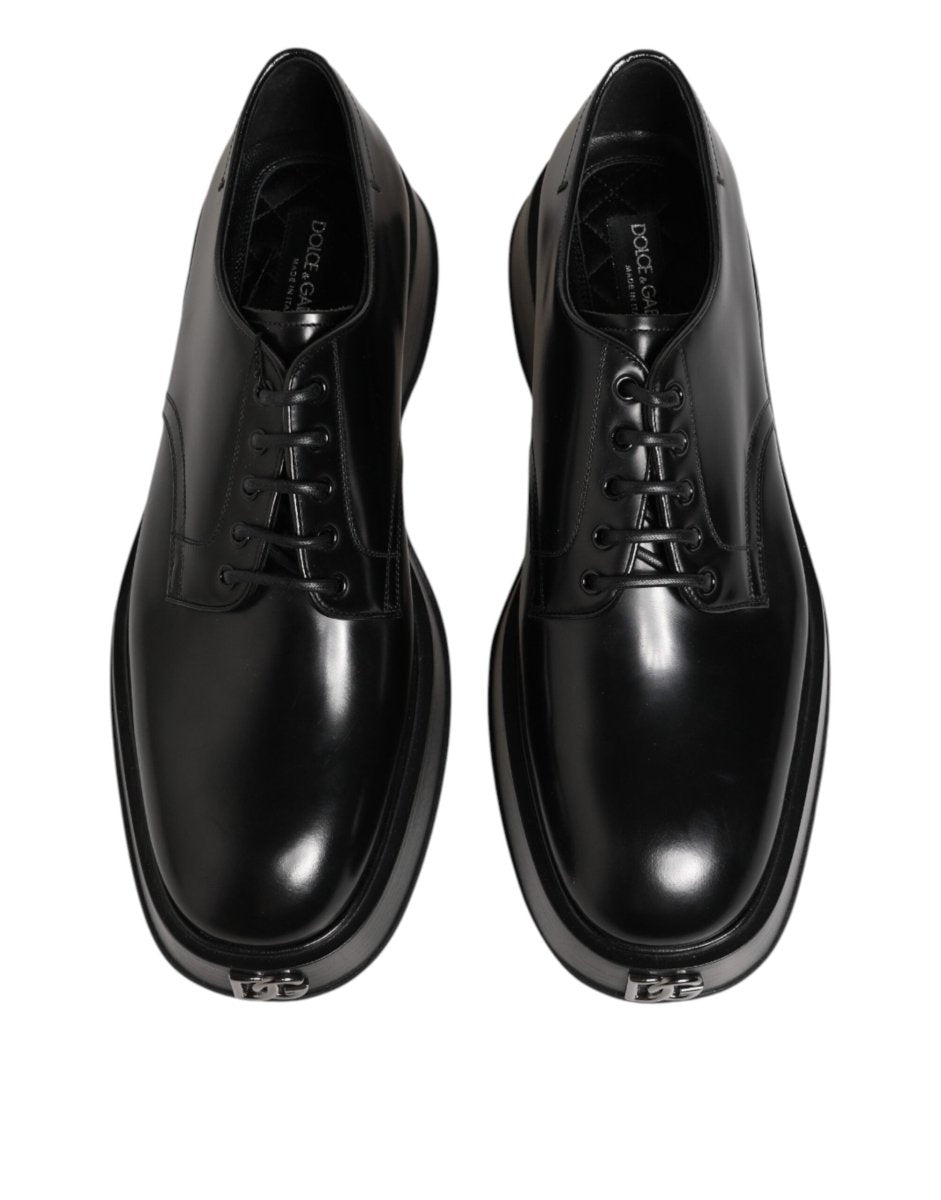 Dolce & Gabbana Black Calfskin Leather Men Derby Dress Shoes - The Gentlemen's Vault