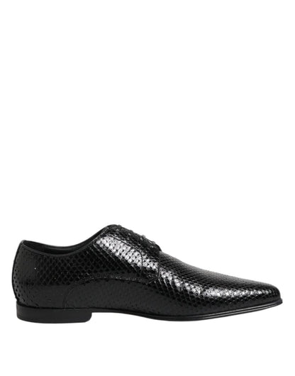 Dolce & Gabbana Black Exotic Leather Lace Up Derby Shoes - The Gentlemen's Vault