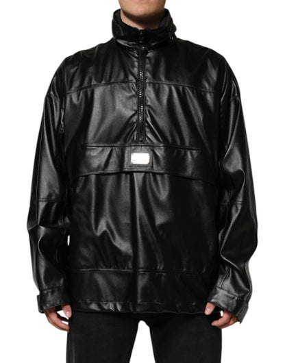 Dolce & Gabbana Black Polyester Logo Plaque Bomber Jacket - The Gentlemen's Vault