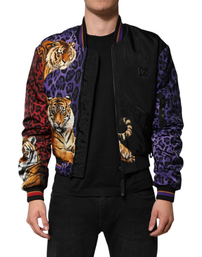Dolce & Gabbana Multicolor Tiger Print Men Bomber Jacket - The Gentlemen's Vault