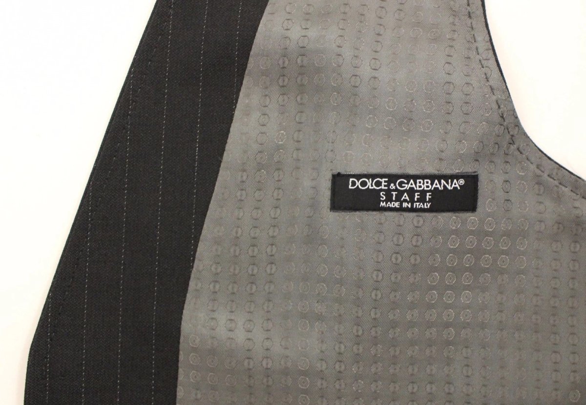 Dolce & Gabbana Gray Striped Formal Dress Gilet Vest - The Gentlemen's Vault