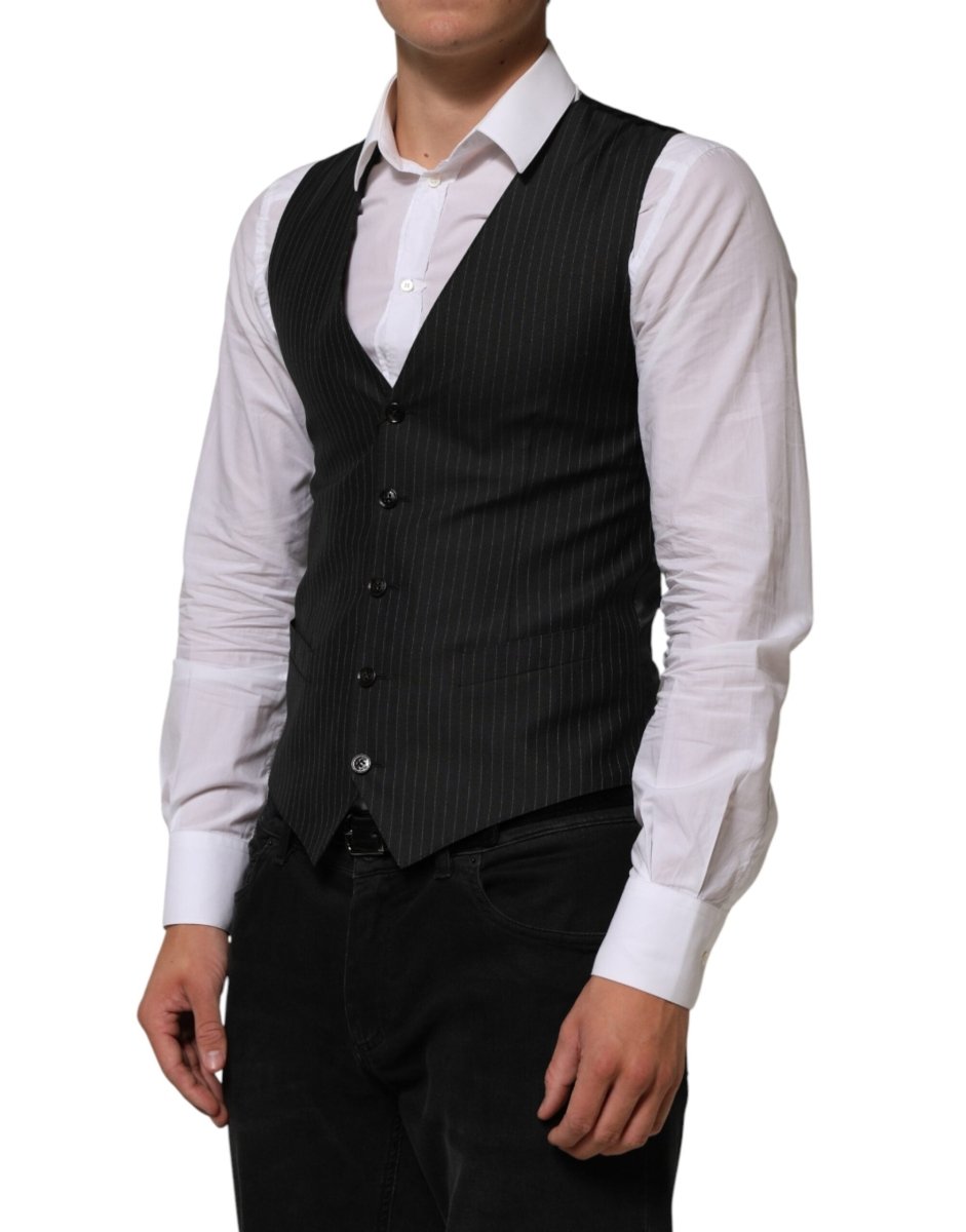 Dolce & Gabbana Black Wool Men Dress Formal Waistcoat Vest - The Gentlemen's Vault