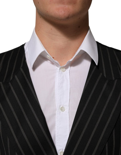 Dolce & Gabbana Black Stripes Wool Dress Men Waistcoat Vest - The Gentlemen's Vault