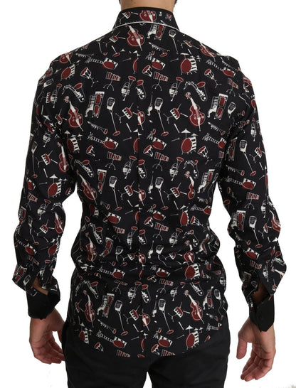 Dolce & Gabbana Black Musical Instrument Slim fit Shirt - The Gentlemen's Vault