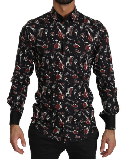 Dolce & Gabbana Black Musical Instrument Slim fit Shirt - The Gentlemen's Vault