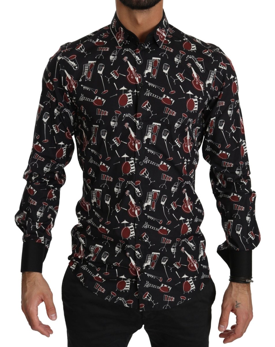 Dolce & Gabbana Black Musical Instrument Slim fit Shirt - The Gentlemen's Vault