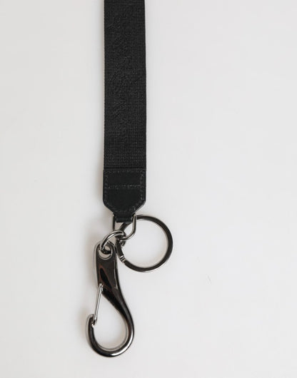 Dolce & Gabbana Black Yellow Polyester DG Logo Silver Keychain Keyring - The Gentlemen's Vault