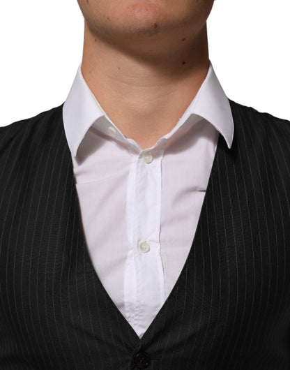 Dolce & Gabbana Black Wool Men Dress Formal Waistcoat Vest - The Gentlemen's Vault