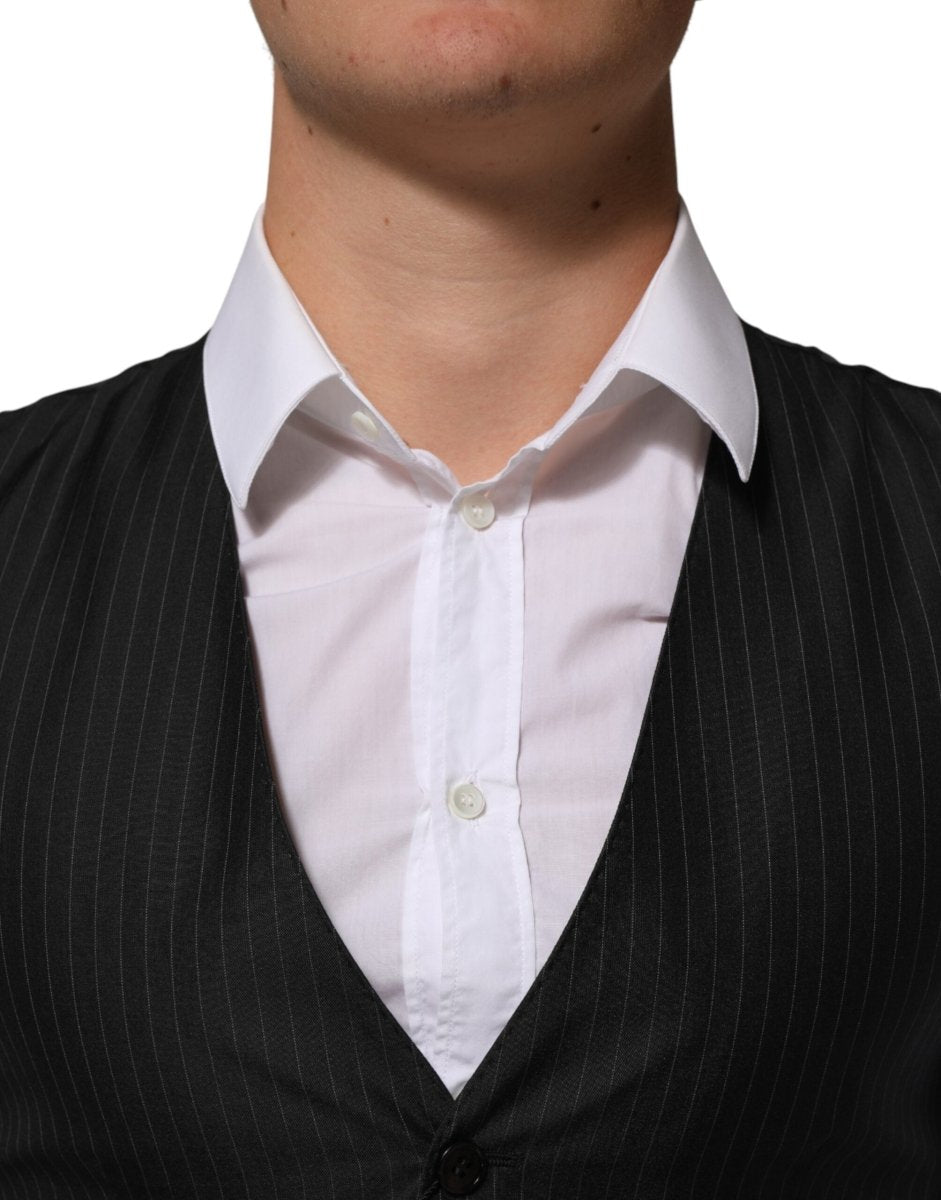 Dolce & Gabbana Black Wool Men Dress Formal Waistcoat Vest - The Gentlemen's Vault