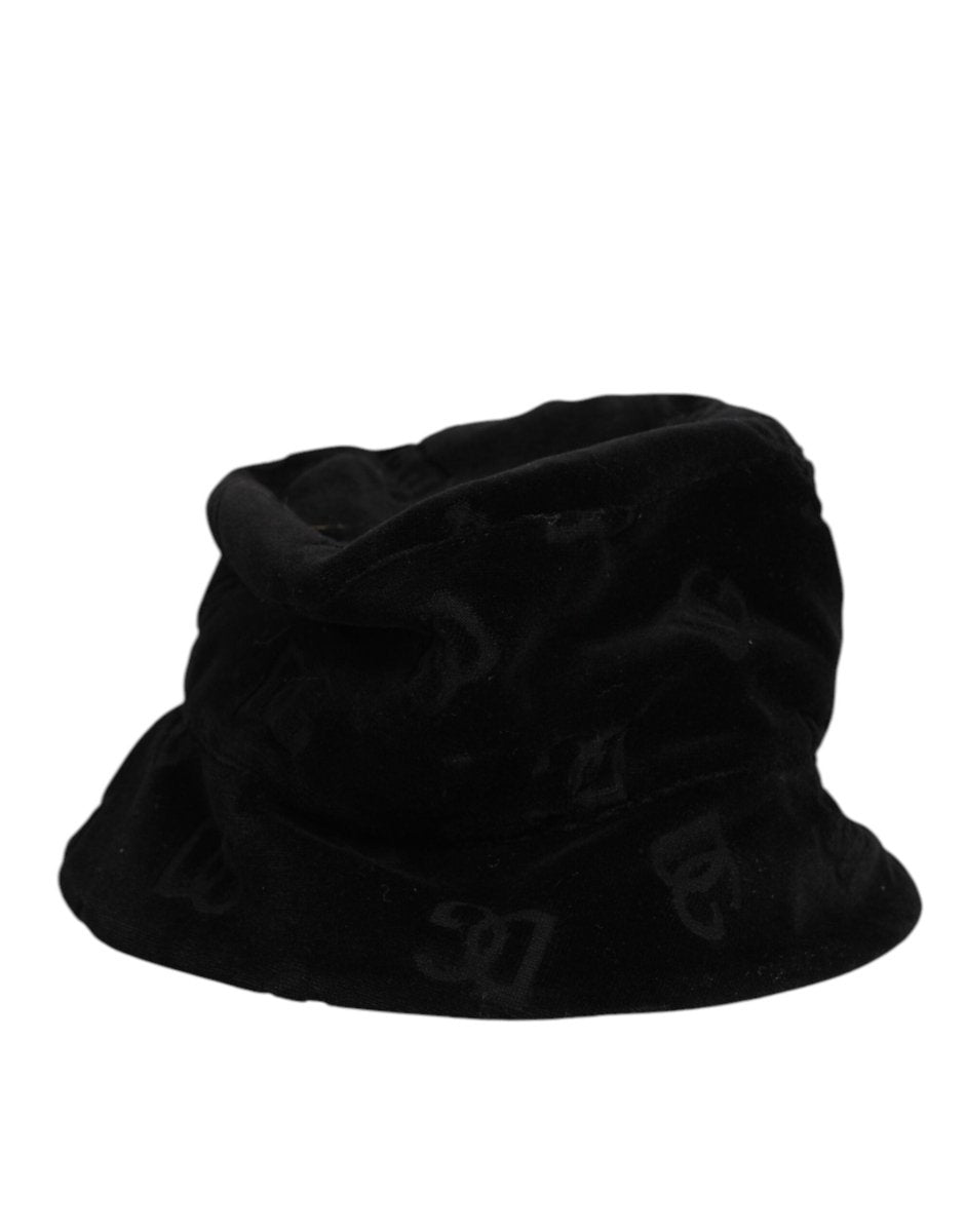 Dolce & Gabbana Black Cotton Suede Bucket Logo Capello Hat - The Gentlemen's Vault