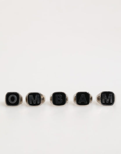 Dolce & Gabbana Silver Tone Brass Lettering Set 5 Pieces Adjustable Ring - The Gentlemen's Vault