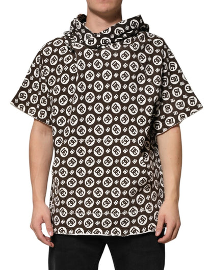 Dolce & Gabbana Brown White DG Logo Short Hoodie Sweater - The Gentlemen's Vault