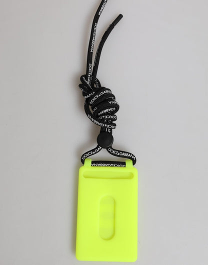 Dolce & Gabbana Yellow Green Rubber DG Embossed Adjustable Badge Holder - The Gentlemen's Vault