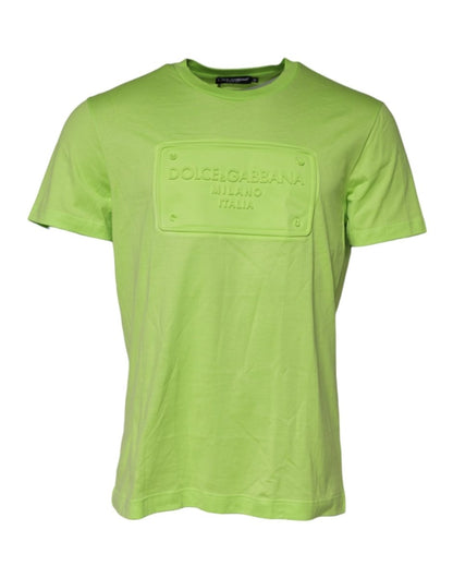 Dolce & Gabbana Green Embossed Logo Cotton Crew Neck T-shirt - The Gentlemen's Vault