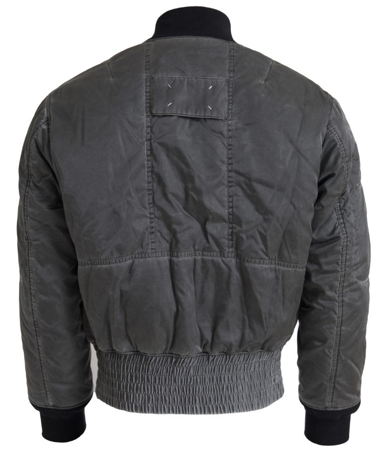 MM6 Maison Margiela Gray Bomber Zipper Pocket Sleeves Jacket - The Gentlemen's Vault