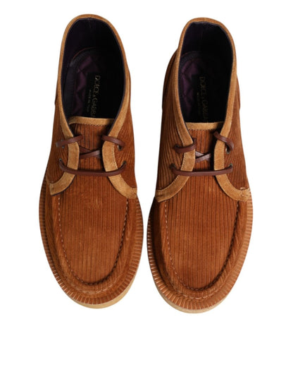 Dolce & Gabbana Brown Suede Nubuck Leather Desert Ankle Boots Shoes - The Gentlemen's Vault
