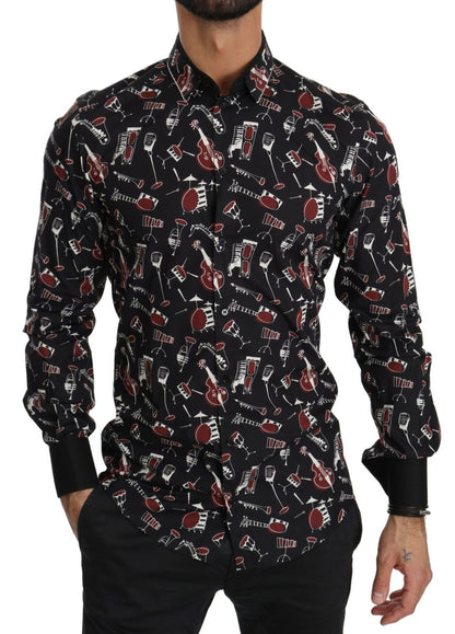 Dolce & Gabbana Black Musical Instrument Slim fit Shirt - The Gentlemen's Vault