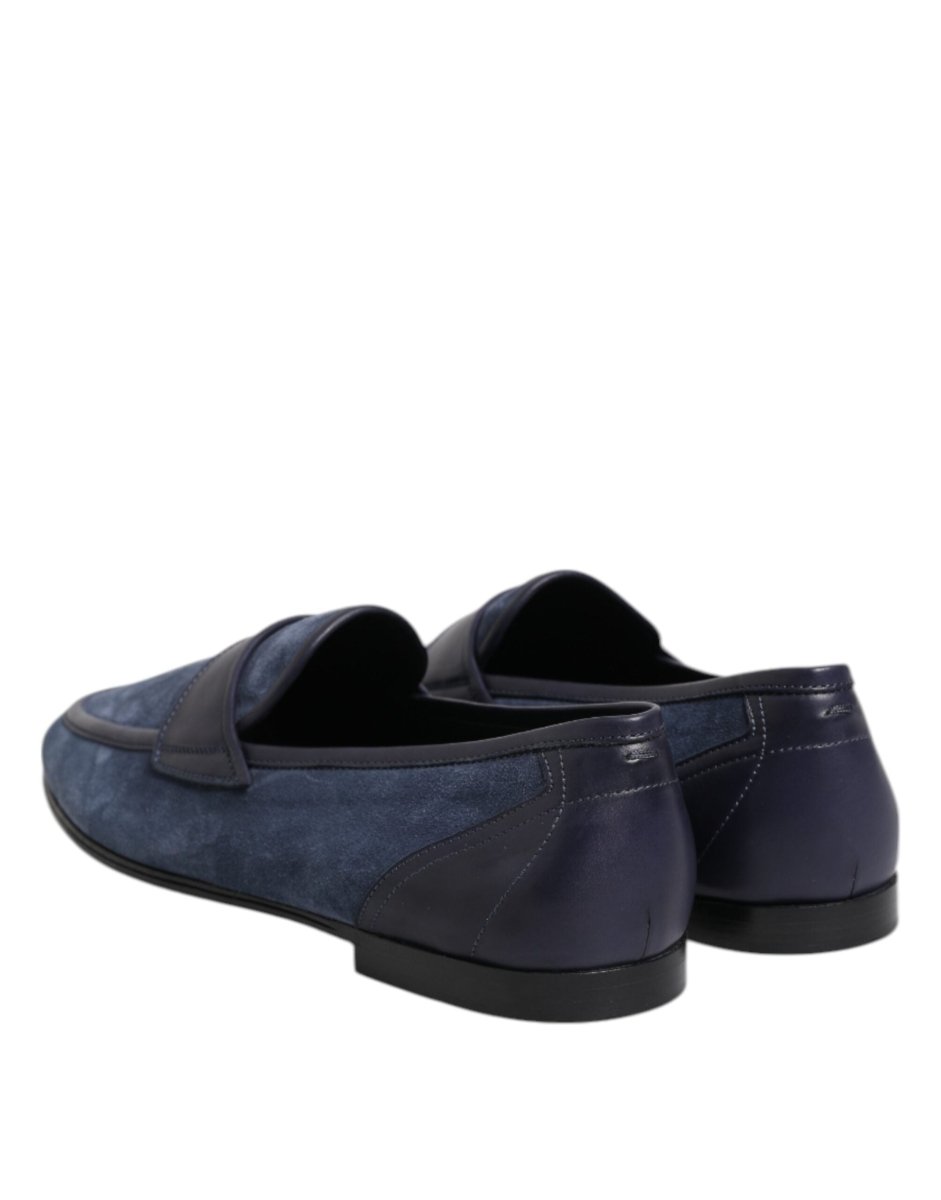 Dolce & Gabbana Blue Suede Leather Loafers Moccasin Shoes - The Gentlemen's Vault