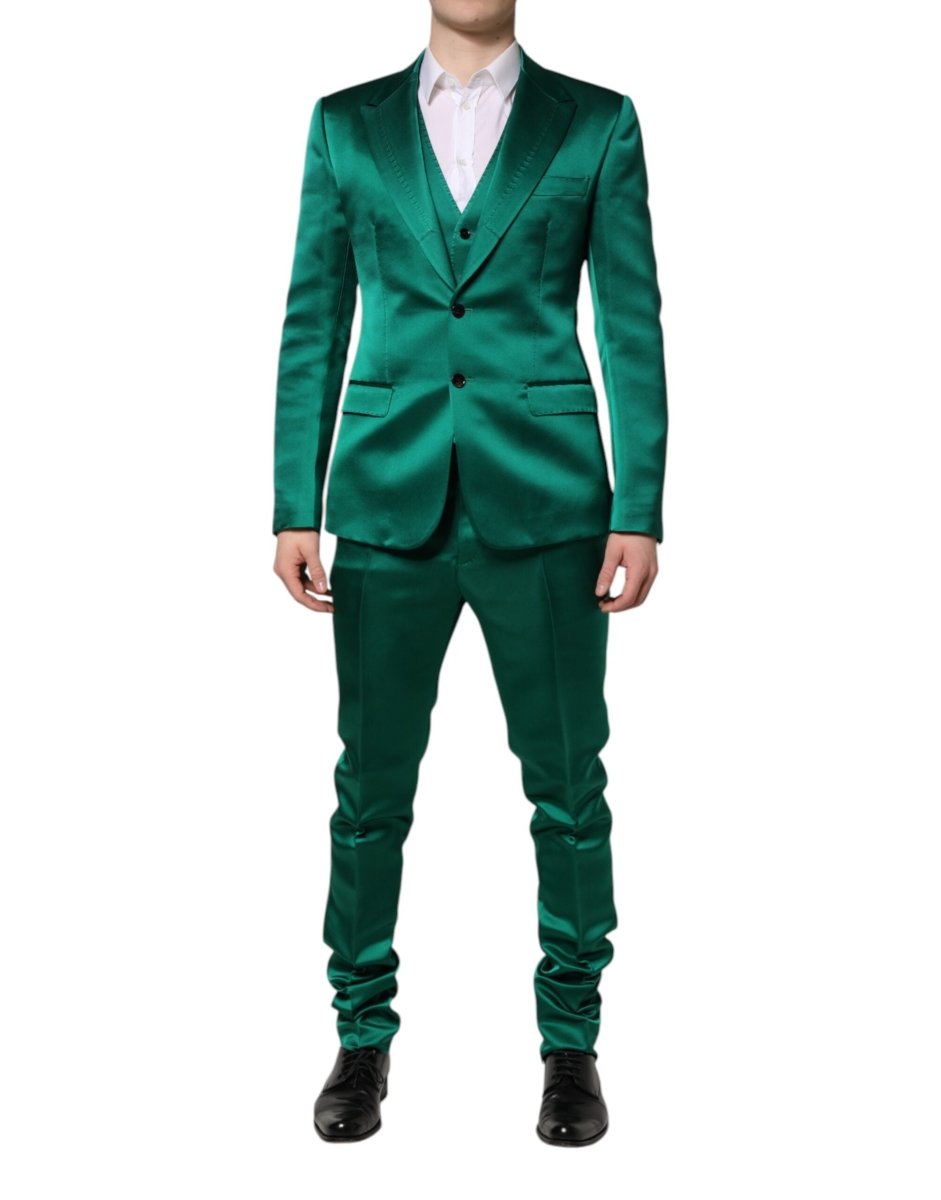 Dolce & Gabbana Green Silk 3 Piece Single Breasted Suit - The Gentlemen's Vault