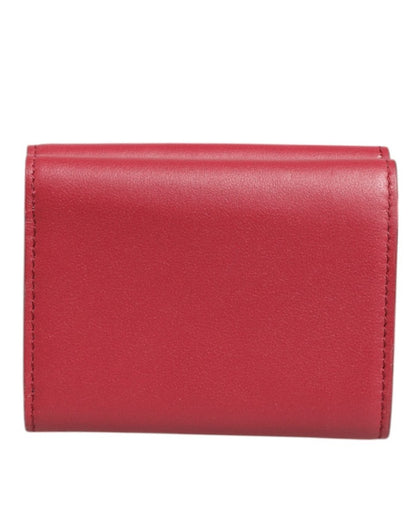 Dolce & Gabbana Red Leather Bold Logo Print Trifold Card Holder Wallet - The Gentlemen's Vault