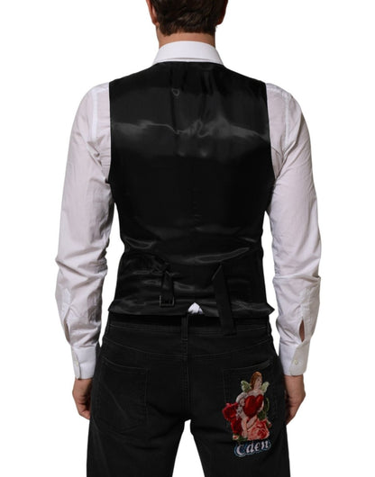 Dolce & Gabbana Black Wool Men Dress Formal Waistcoat Vest - The Gentlemen's Vault