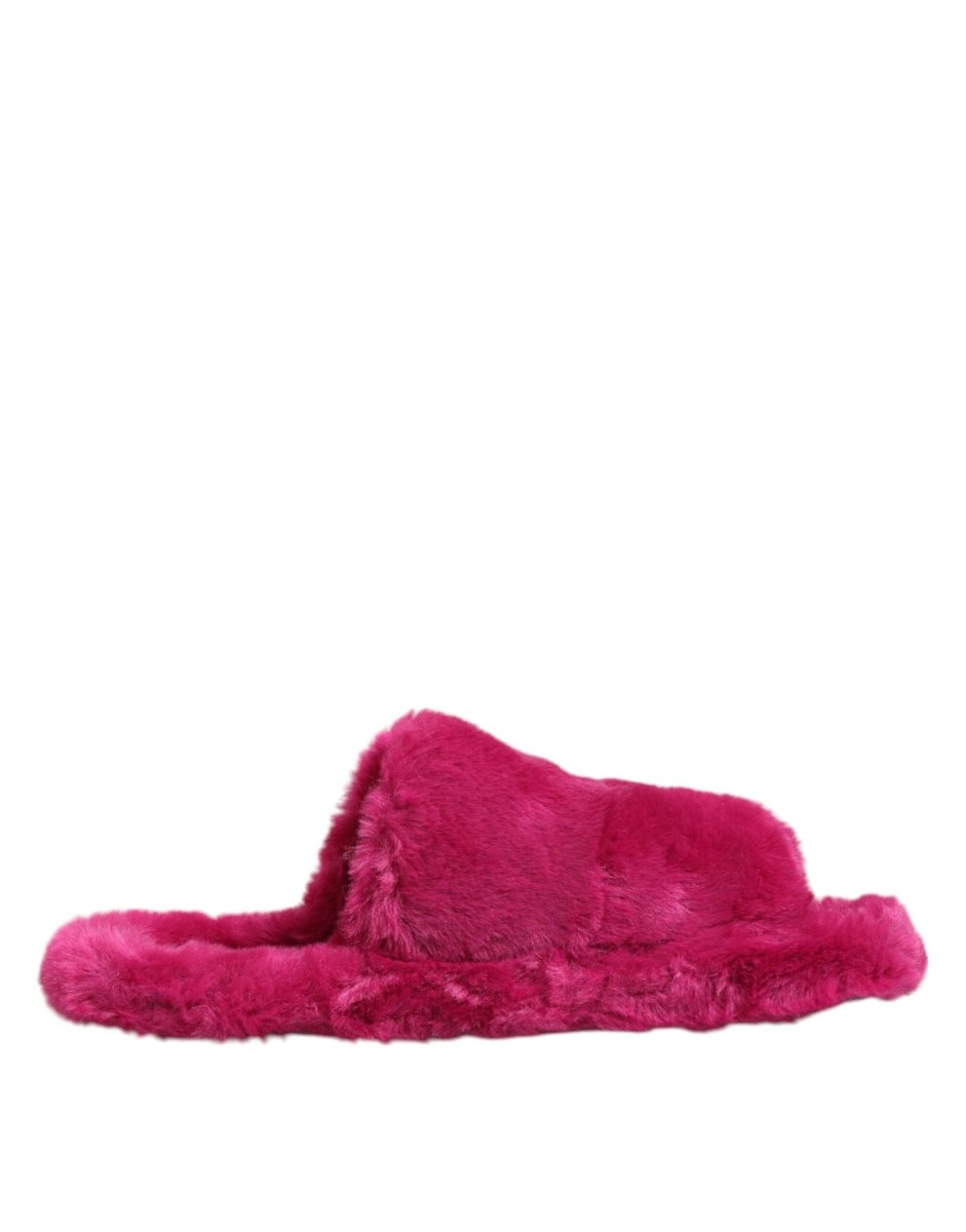 Dolce & Gabbana Pink Acrylic Faux Fur Mens Flats Sandals Shoes - The Gentlemen's Vault