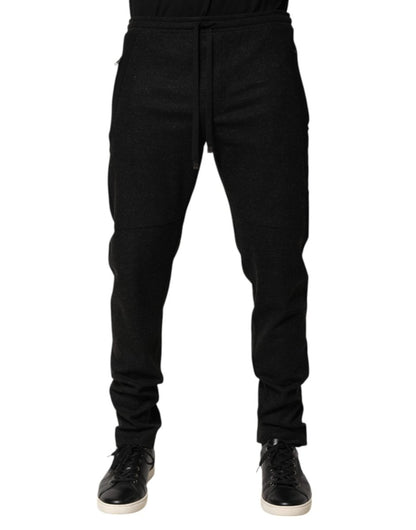 Dolce & Gabbana Marl Black Wool Blend Jogger Sweatpants Pants - The Gentlemen's Vault