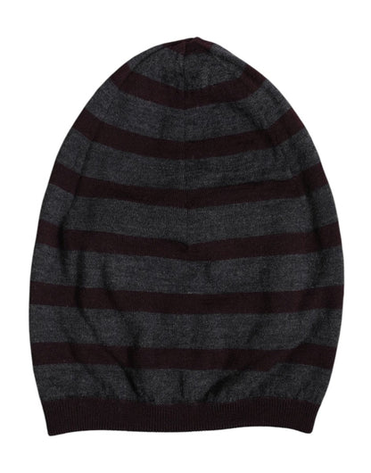 Dolce & Gabbana Gray Striped Wool Knitted Winter Beanie Hat - The Gentlemen's Vault