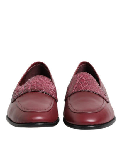 Dolce & Gabbana Burgundy Leather Formal Slip On Shoes - The Gentlemen's Vault