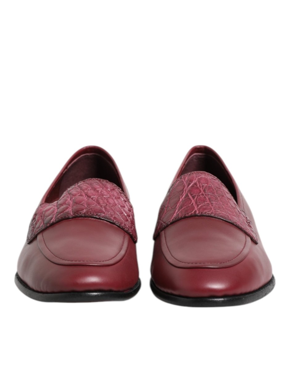 Dolce & Gabbana Burgundy Leather Formal Slip On Shoes - The Gentlemen's Vault
