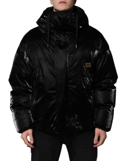 Dolce & Gabbana Black Logo Full Zip Hooded Quilted Jacket - The Gentlemen's Vault
