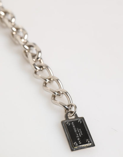 Dolce & Gabbana Silver Chain Brass Beaded Lobster Clasp Logo Men Bracelet - The Gentlemen's Vault