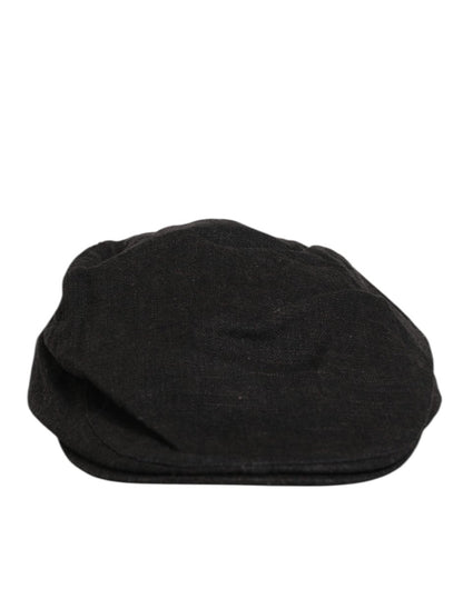 Dolce & Gabbana Black Cotton DG Logo Newsboy Cloth Capello Hat - The Gentlemen's Vault