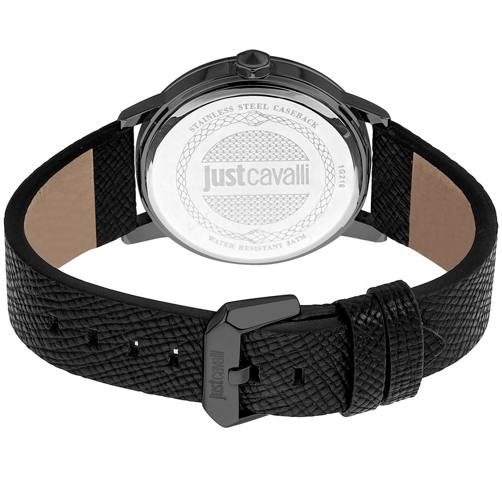 Just Cavalli Black Leather Dress Watch - The Gentlemen's Vault