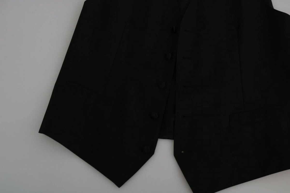 Dolce & Gabbana Black Wool Men Formal Waistcoat Vest - The Gentlemen's Vault