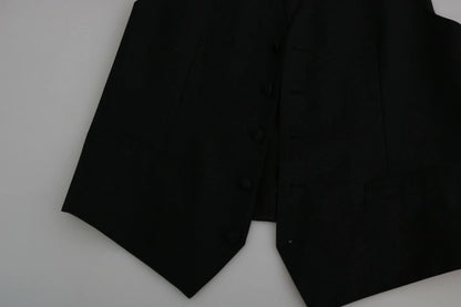 Dolce & Gabbana Black Wool Men Formal Waistcoat Vest - The Gentlemen's Vault