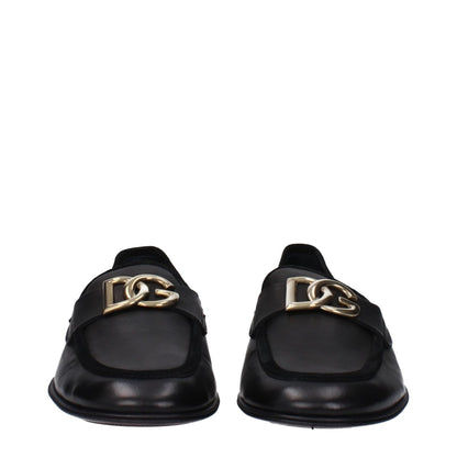 Dolce & Gabbana Black Leather Slip - On Loafers - The Gentlemen's Vault