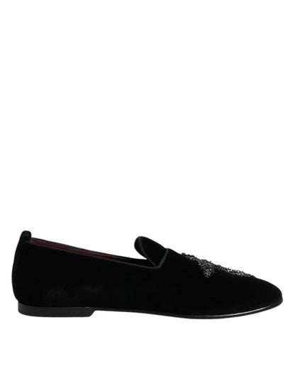Dolce & Gabbana Black Suede Cross Slip On Loafers Dress Shoes - The Gentlemen's Vault