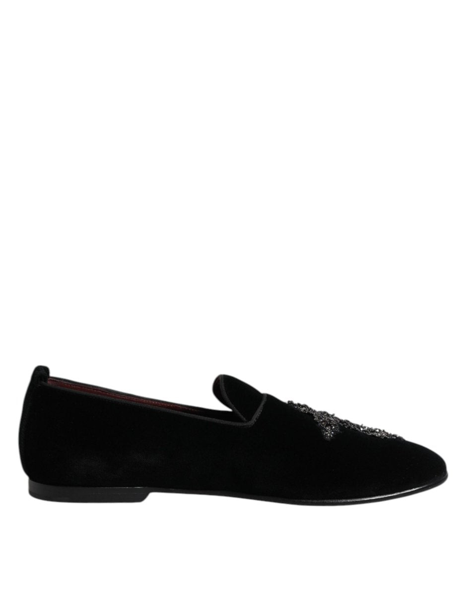 Dolce & Gabbana Black Suede Cross Slip On Loafers Dress Shoes - The Gentlemen's Vault