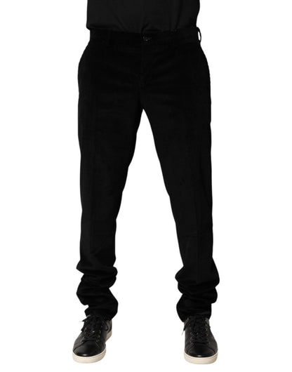 Dolce & Gabbana Black Cotton Men Dress Formal Trouser Pants - The Gentlemen's Vault