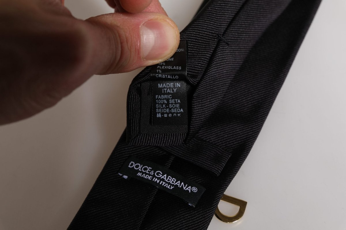 Dolce & Gabbana Black Logo Embellished Adjustable Necktie Tie - The Gentlemen's Vault