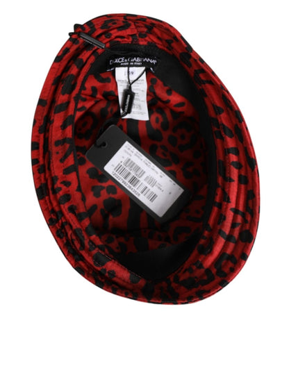 Dolce & Gabbana Red Black Nylon Leopard Print Bucket Men Cap Hat - The Gentlemen's Vault