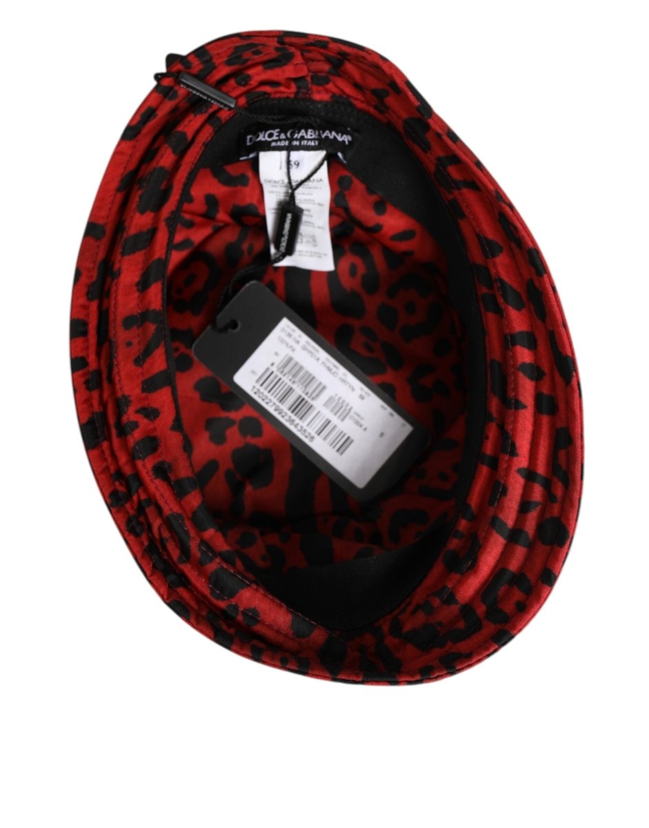 Dolce & Gabbana Red Black Nylon Leopard Print Bucket Men Cap Hat - The Gentlemen's Vault