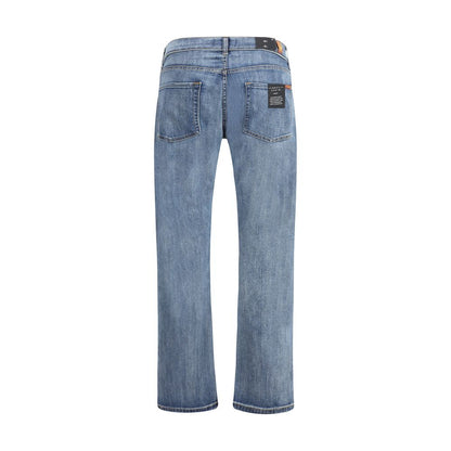 7FOR Blue Cotton Straight - Leg Jeans - The Gentlemen's Vault