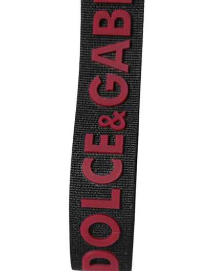 Dolce & Gabbana Black Red DG Logo Polyester Silver Men Keychain Keyring - The Gentlemen's Vault