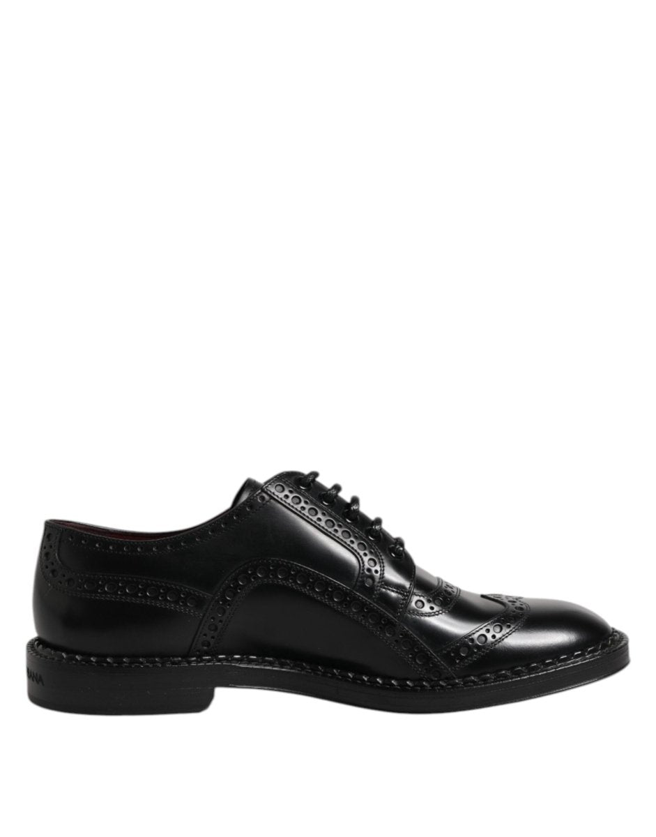 Dolce & Gabbana Black Leather Lace Up Men Derby Formal Shoes - The Gentlemen's Vault
