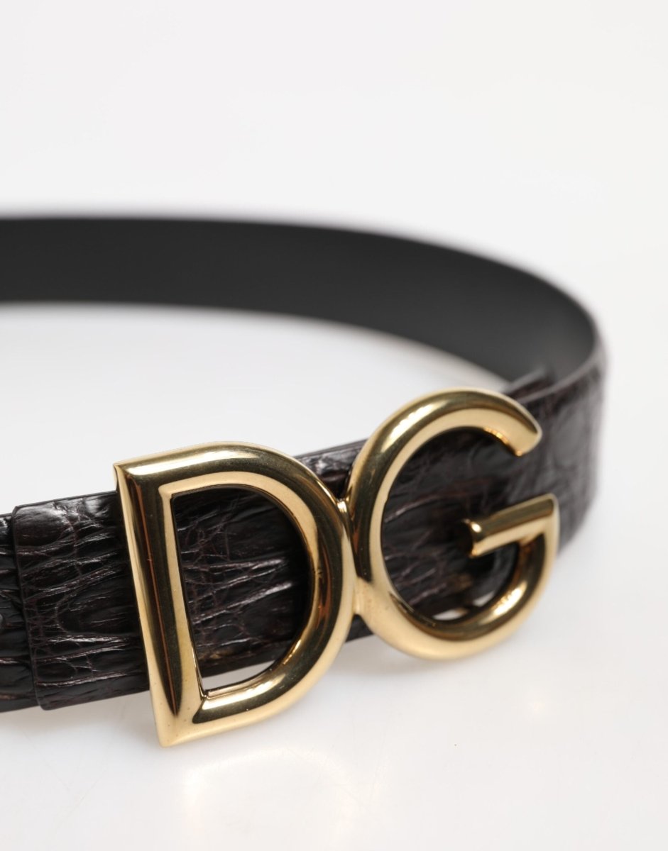 Dolce & Gabbana Black Exotic Leather DG Logo Buckle Belt - The Gentlemen's Vault